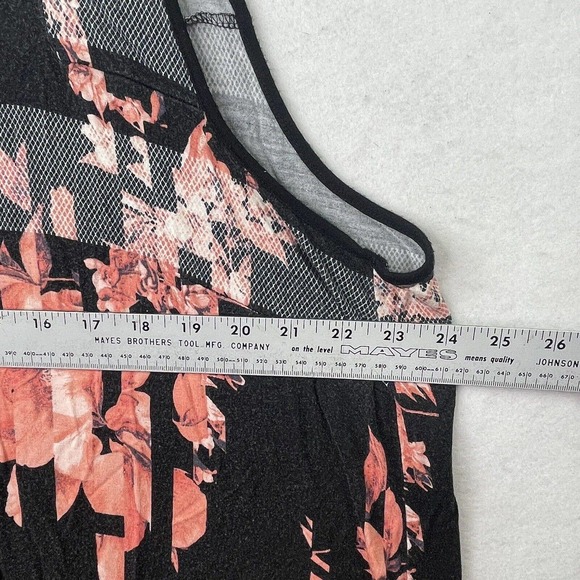 Women’s Plus Size 2X Premise Studio Black & Pink Floral Long Tunic Tank Top - Picture 8 of 16